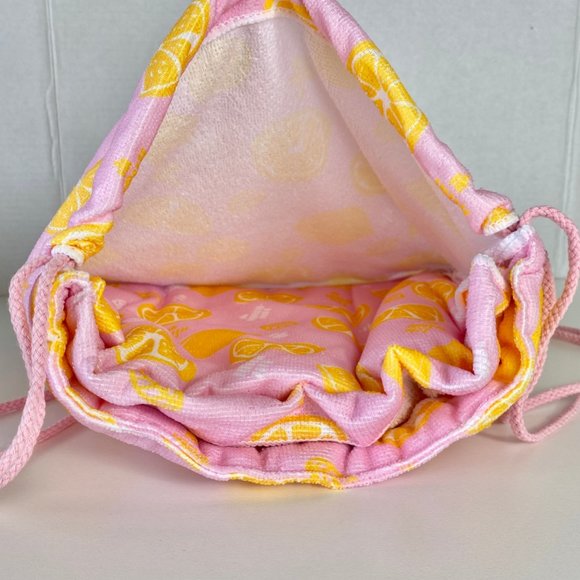 Ulta Pink Lemon Beach Towel Drawstring Bag Travel - Picture 5 of 6